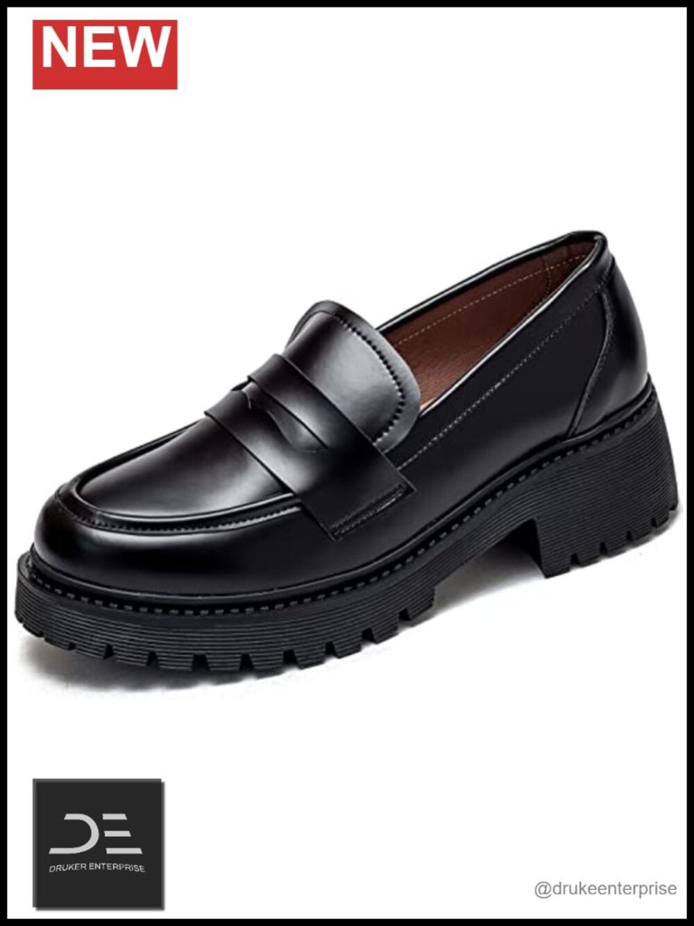 Classic Simple Mid Heel Oxfords Penny Loafers Comfortable Slip On Dress Shoes